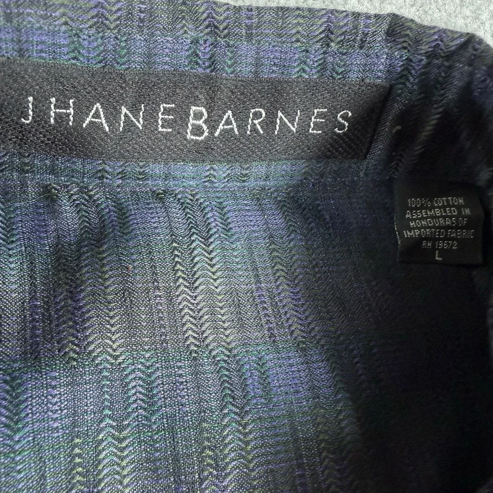 Jhane Barnes Mens‎ Large Blue Purple Jacquard Cotton Button Down Shirt